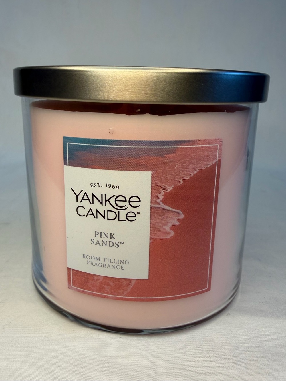 Yankee Candle Pink Sands Medium Pillar Scented Candle 14.5oz New